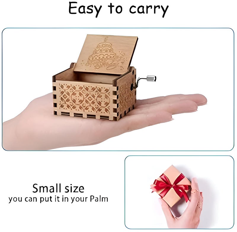 Fusked Caaju Happy Birthday Music Box - Wooden Musical Box with Hand Crank - Vintage Music Box Birthday Gift for Kids - Gifts for Him/Her - Image 4